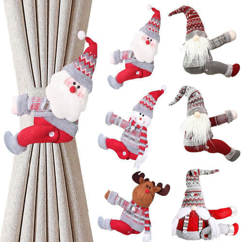 Santa Claus Elk Christmas Curtain Buckle Doll Ornament Merry