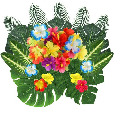 Artificial Tropical Palm Leaves Hibiscus Flower for Beach Ta