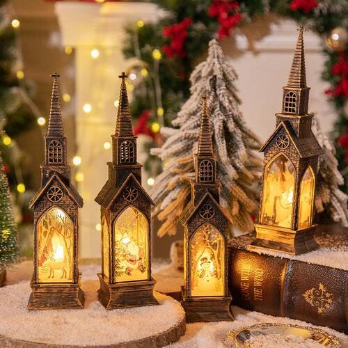 Christmas LED Night Light Lantern Lamp Table Ornament Santa