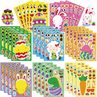 Puzzle Your Own Eggs Make Easter Cartoon 16Sheets Stickers