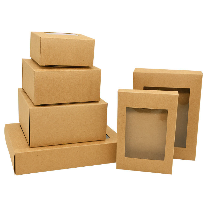 6pcs kraft paper gift box with window black wihte wedding
