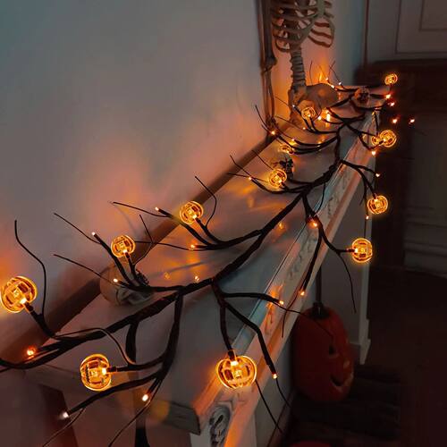 Halloween Willow Vine String Lights LED Pumpkin Bat Branches