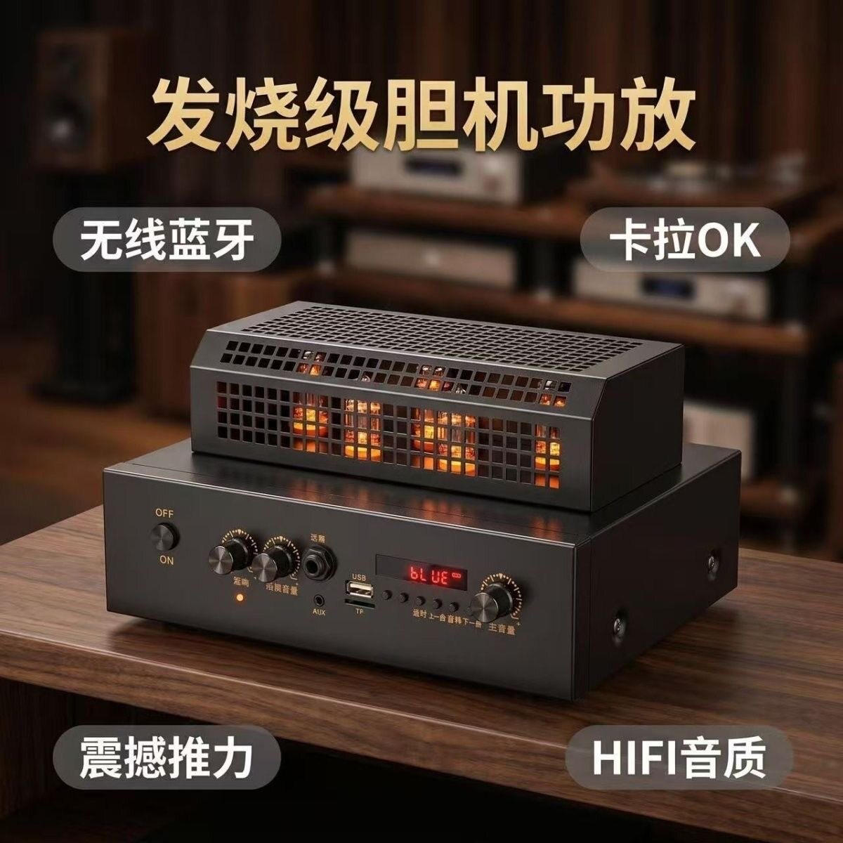 声丽美5胆发烧HIFI胆机大功率蓝牙功放卡拉OKUSB数播3.5音频输入
