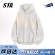 STA旗舰店基础纯色连帽卫衣男女秋冬季 美式 潮牌纯棉灰色加绒外套