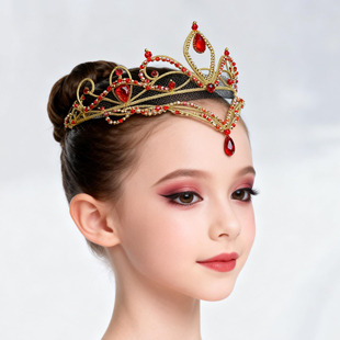 丹律诗芭蕾配件红色宝石堂吉诃德艾斯米拉达芭蕾舞头饰金色皇冠