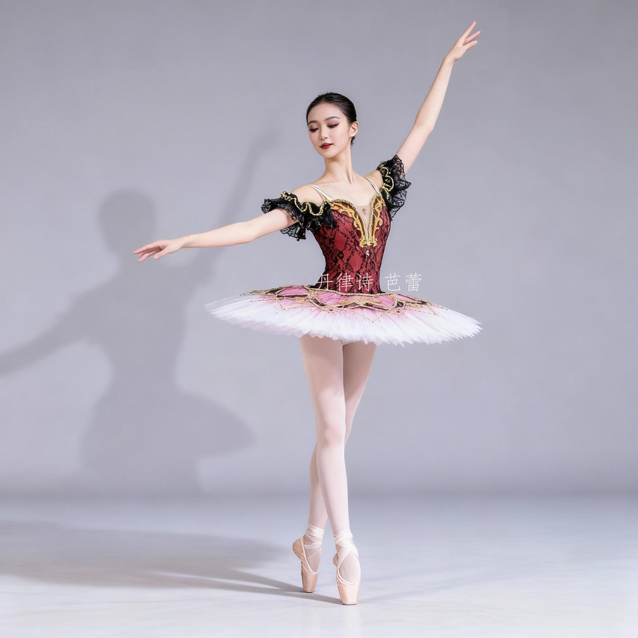 量身定做渐变红色堂吉诃德芭蕾舞tutu裙中央芭蕾舞团比赛演出服