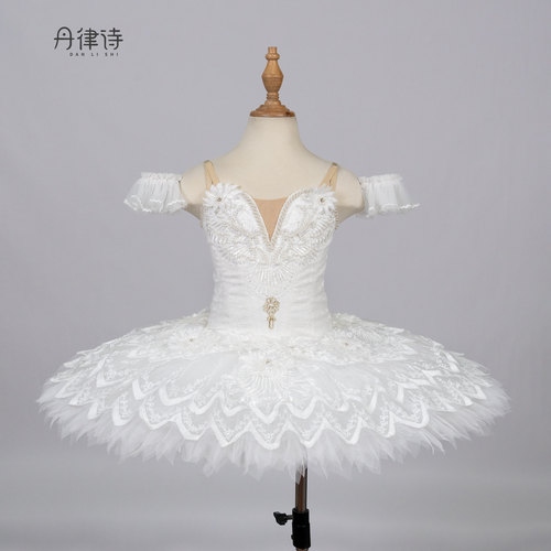 【丹律诗】白色高端定制女童专业芭蕾舞演出天鹅湖TUTU裙银仙子