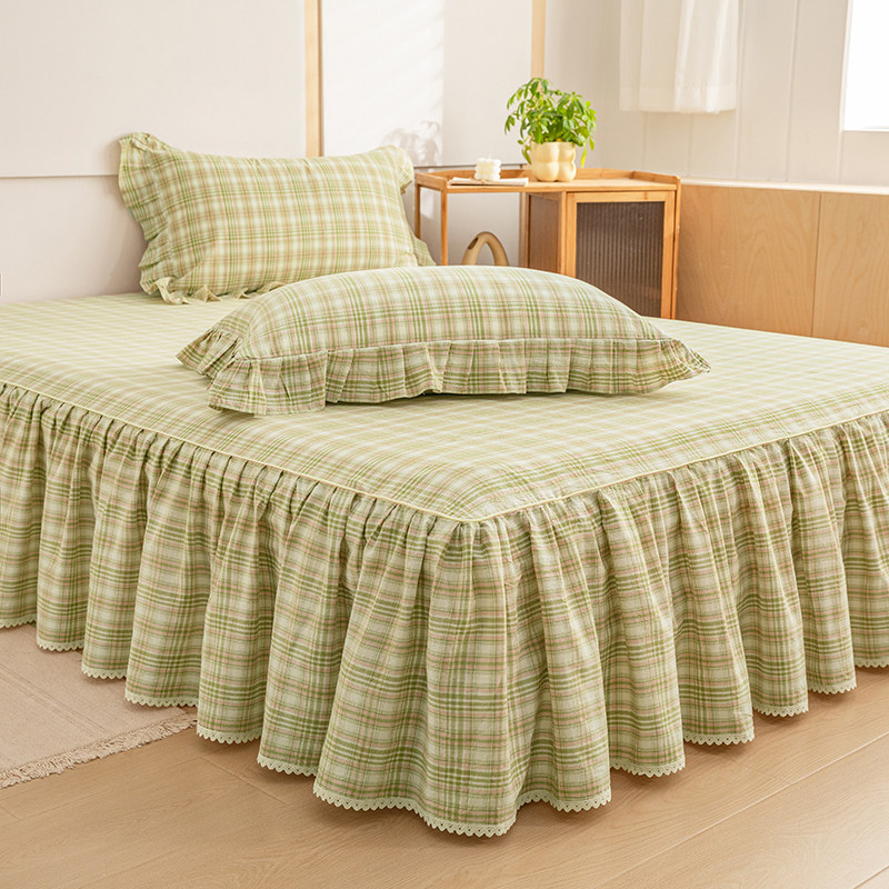 100%纯棉床裙四件套四季床罩单件床单全棉色织水洗床套防滑保护套,床上用品,床裙,淘宝优惠券,粉丝福利购,淘宝优惠卷