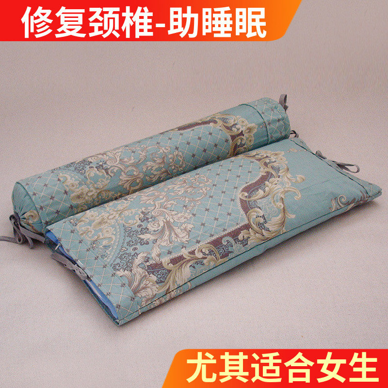 颈椎枕头修复专用睡觉家用矫正牵引圆柱电加热荞麦壳护颈枕助睡眠
