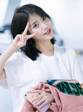 IU李知恩明星同款ins白色圆领纯色宽松休闲短袖打底chic上衣T恤女