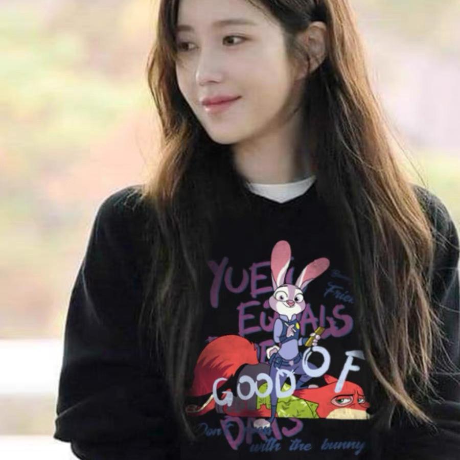 明星同款宽松圆领卫衣女