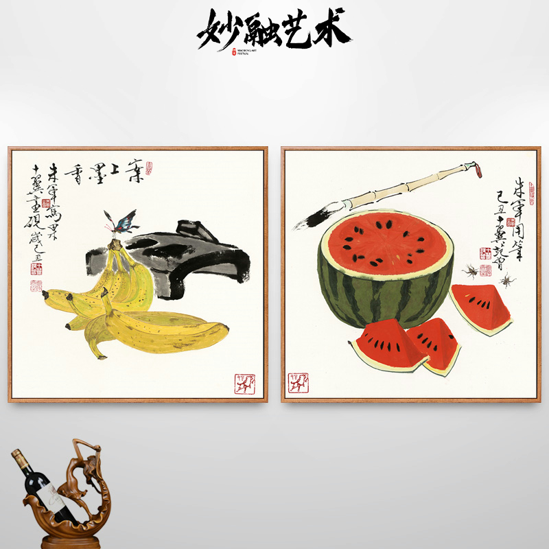 蔬菜水果挂画新中式餐厅装饰画饭厅饭店壁画民宿农家乐走廊国画图片