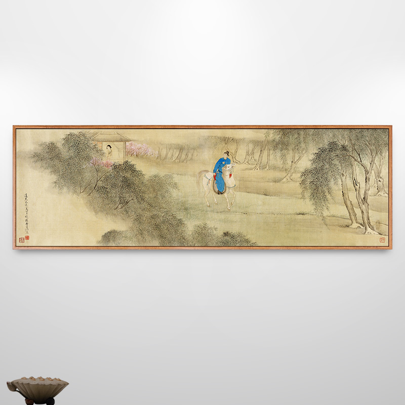 费丹旭古代人物骑马画新中式客厅装饰画卧室床头背景墙挂画中古风
