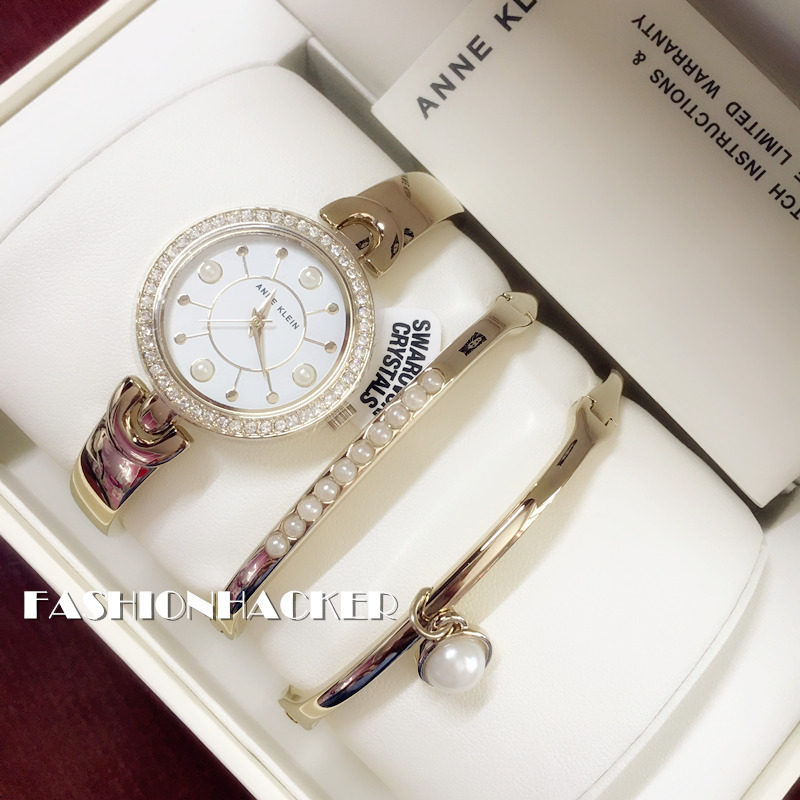 ak Anne Klein安妮克莱恩女手表腕表手镯手链珍珠母贝礼物可调节