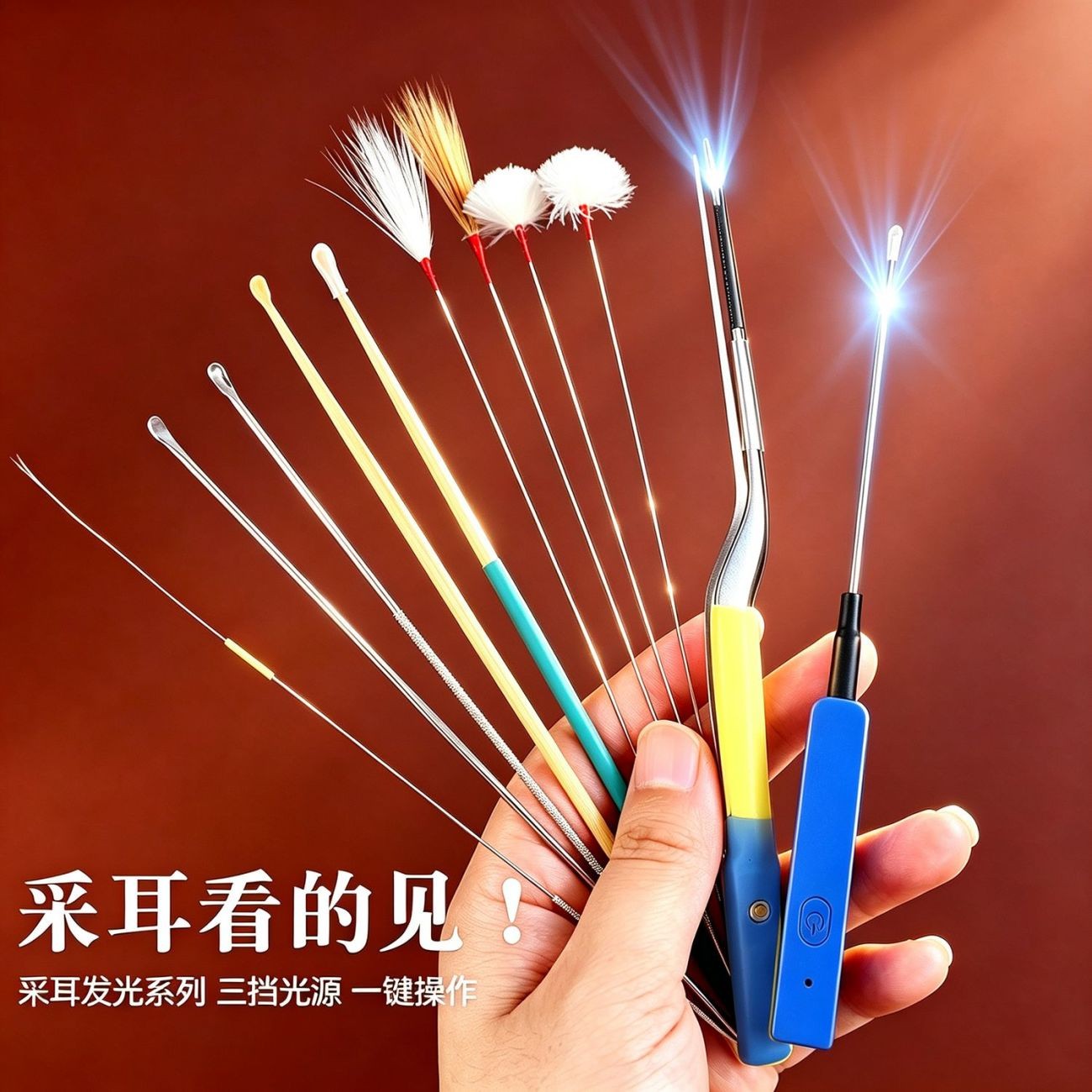 技师用头部发光镊子专业光纤掏耳朵耳镊儿童充电掏耳朵镊子充电款