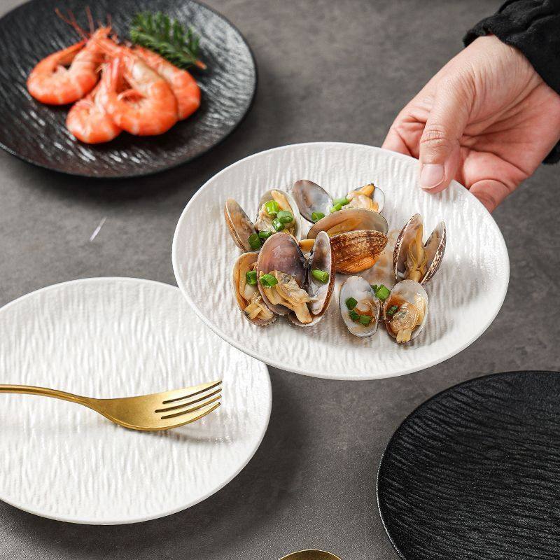 轻奢日式陶瓷高级岩石纹理菜盘意面盘家用商用菜盘ins高颜值,餐饮具,盘,淘宝优惠券,粉丝福利购,淘宝优惠卷