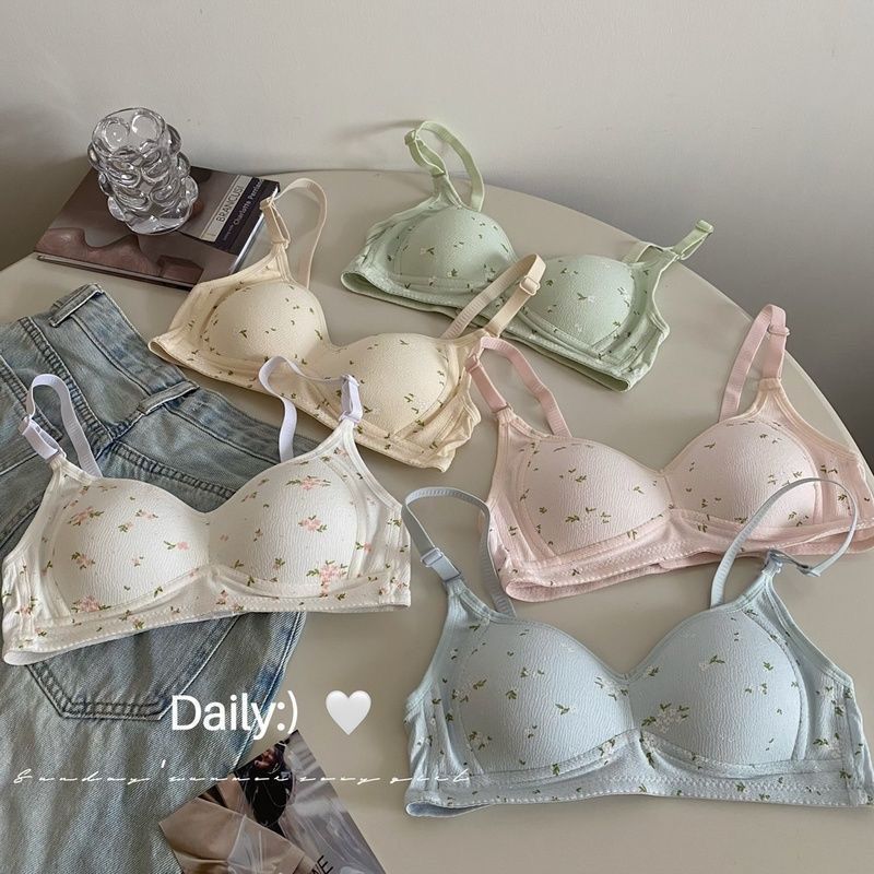 新款甜美碎花无钢圈少女文胸