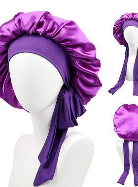 Women Satin Solid Sleeping Hat Night Sleep Cap Hair 睡帽家居