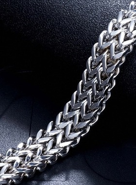 新款欧美男士不锈钢编织双排正反鱼鳞磁铁扣手链龙骨首饰4*8