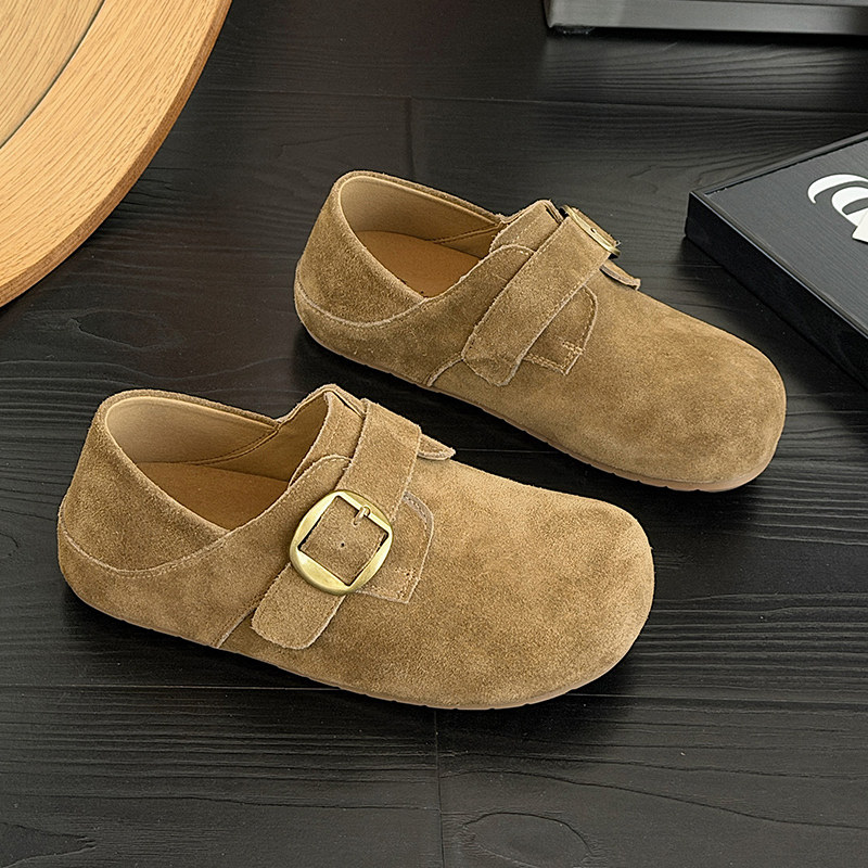 真皮两穿勃肯鞋女2026春季新款一脚蹬懒人软底百搭平底牛皮博肯鞋,女鞋,勃肯鞋/软木鞋,淘宝优惠券,粉丝福利购,淘宝优惠卷