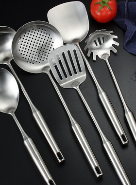 空心勺不锈钢柄厨房炒菜漏勺厂家直销砂光汤勺大铲子铲锅铲烹饪