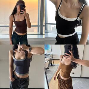 DQSTORE细带背心高弹显瘦修身辣妹吊带基础百搭纯色遮副乳打底