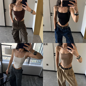 DQSTORE性感仿鱼骨吊带背心女欧美风高级感小众设计内搭打底上衣