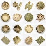 Ручная бамбука бамбука, образуя бамбуковые ситы бамбука, корзины для хранения корзины и фруктовая тарелка для закусочных фермеров, плетение пылен