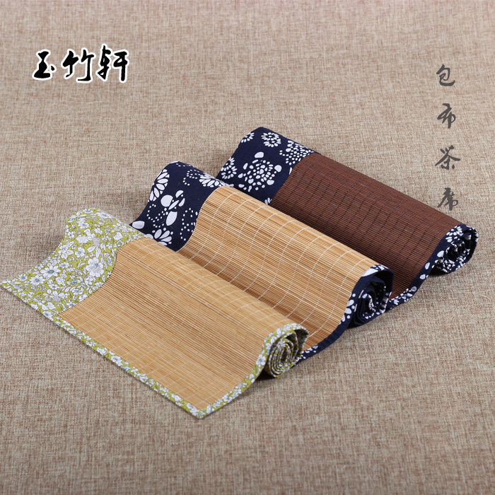 竹茶席茶帘布艺 茶铺垫 功夫茶具茶道配件 竹席茶席麻布禅意桌旗