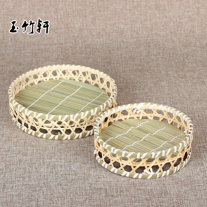 竹编制品纯手工艺竹筐水果盘果篮带竹蒸垫竹菜盘 酒店饭店托盘,特色手工艺,竹编/竹雕,淘宝优惠券,粉丝福利购,淘宝优惠卷