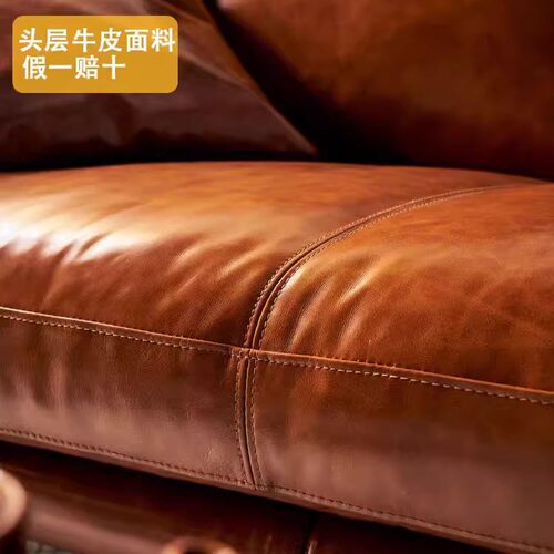 头层牛皮沙发垫皮套定做油蜡皮中式实木复古真皮高密度海绵订制