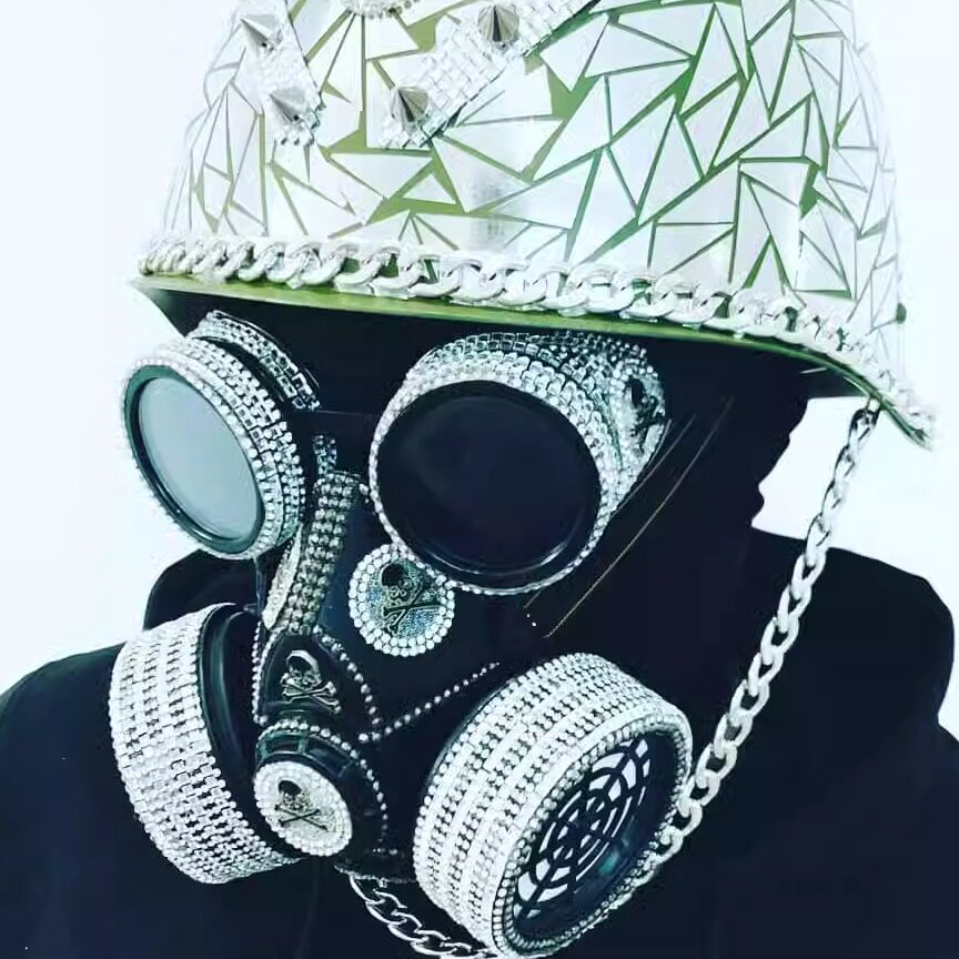 夜店演出服未来科幻眼镜炫酷反光头饰面具护目镜酒吧GOGO造型道具