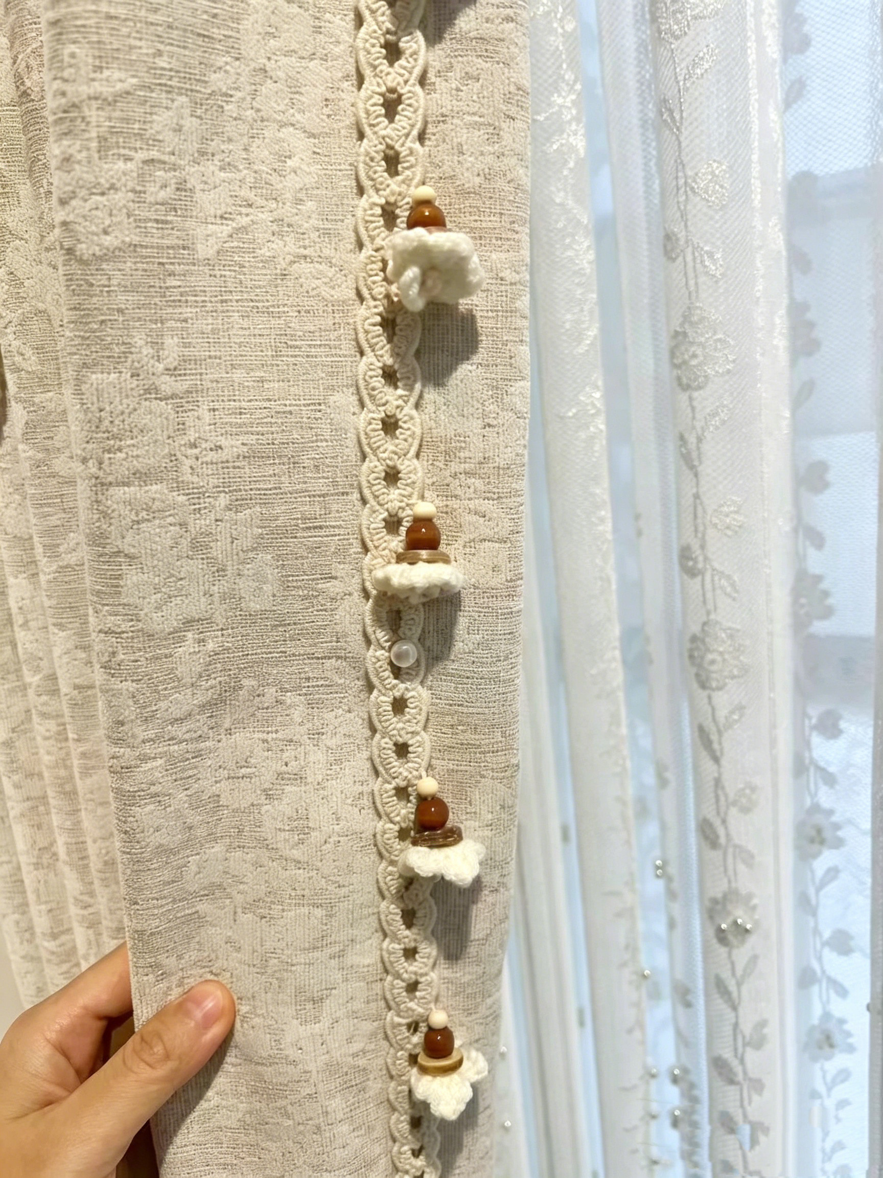 精致高端重工包丝小花木珠窗帘花边立边幔头装饰珠珠装饰花边