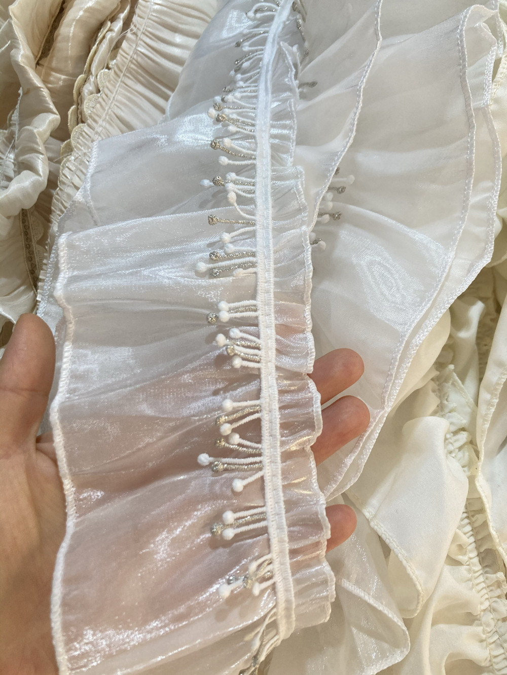 新款真丝肌理褶皱木耳边服装裙摆窗帘家居花边辅料