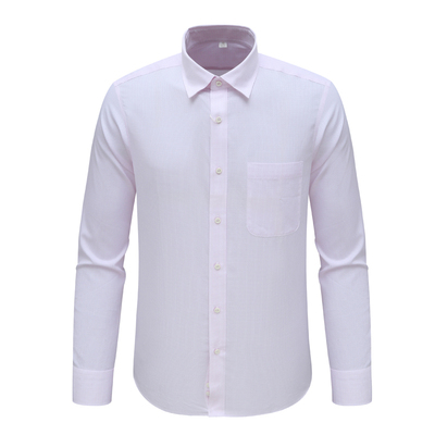 清新粉色全棉免烫长袖衬衫