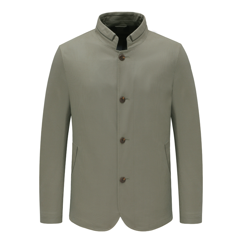 灰绿色立领夹克外套秋季