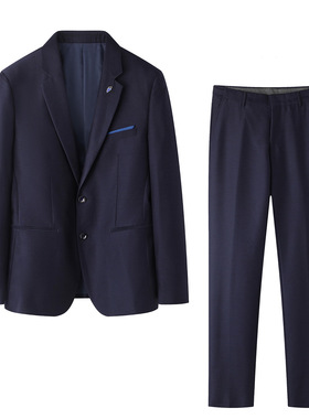 外贸换季断码清仓秋季男士商务礼服两粒扣藏蓝色正装套装西服V019