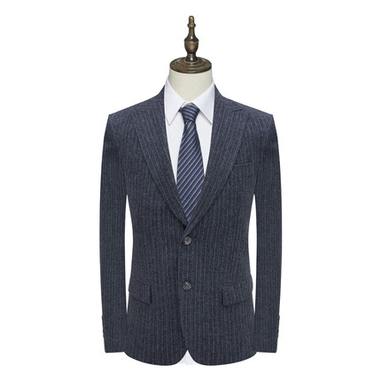 B1526鸟断码清仓春秋款男士商务职业装灰色竖条纹84％绵羊毛西服