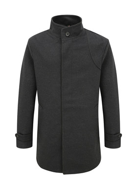 MY489美断码清仓秋冬男商务休闲中长款立领深灰色羊毛羊绒呢大衣