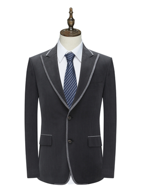 U82 雅断码清仓春秋款男士商务礼服桑蚕丝黑色两粒扣后中开衩西服