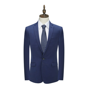 深蓝色一粒扣无开衩羊毛单西装 PA22潘断码 商务正装 男士 清仓春秋款