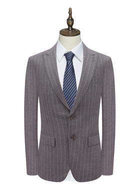 B1560鸟断码清仓男士商务职业装深褐色竖条纹99.3％绵羊毛单西服