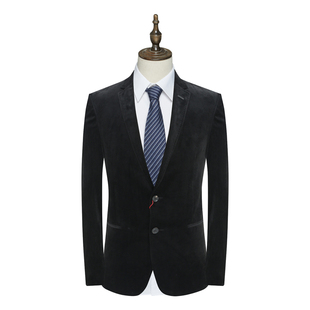 AB1297邦纳断码清仓春秋款男士黑色绒面简约商务休闲两粒扣单西服
