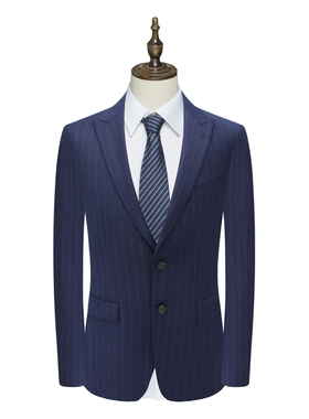 B1554鸟断码清仓男士商务职业正装深蓝色97.3％绵羊毛两粒扣西服