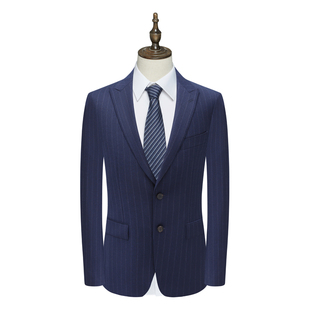 B1554鸟断码清仓男士商务职业正装深蓝色97.3％绵羊毛两粒扣西服