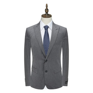 PL34皮断码清仓春秋男士上班正装85%羊毛灰色两粒扣后中开衩西装