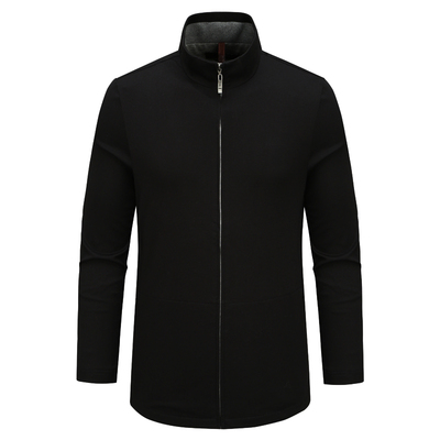 立领黑色全棉休闲夹克衫外套