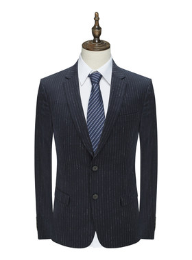 Y1623路易断码清仓男士130`S绵羊毛意大利面料黑蓝色两粒扣单西服