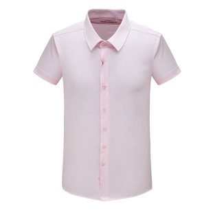 断码 衬衫 清仓夏季 短袖 男商务休闲粉色全棉免烫工装 LS80芙L克S换季