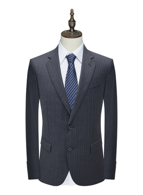 SF200圣换季断码清仓男士职业装灰色条纹130'S羊毛意大利面料西服